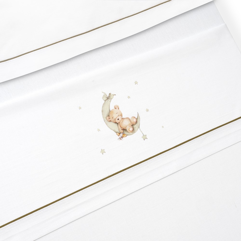 TRIPTICO CUNA ESTAMPADO OSO LUNA ESTRELLAS + CHUPETERO BLANCO-VERDE INTERBABY