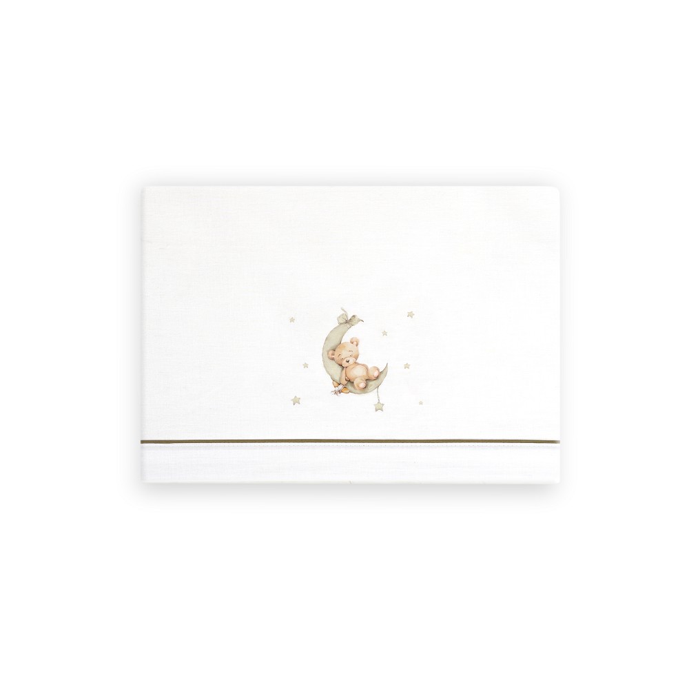 TRIPTICO CUNA ESTAMPADO OSO LUNA ESTRELLAS + CHUPETERO BLANCO-VERDE INTERBABY