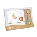 TRIPTICO CUNA ESTAMPADO OSO LUNA ESTRELLAS + CHUPETERO BLANCO-VERDE INTERBABY