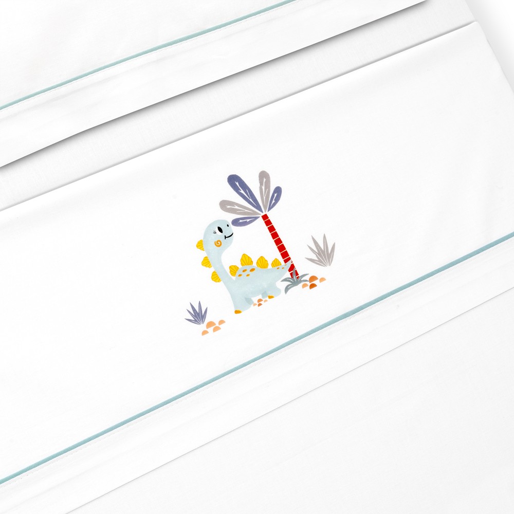 TRIPTICO CUNA ESTAMPADO DINOSAURIO PALMERA + CHUPETERO BLANCO-VERDE INTERBABY