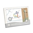 TRIPTICO CUNA ESTAMPADO DINOSAURIO PALMERA + CHUPETERO BLANCO-VERDE INTERBABY