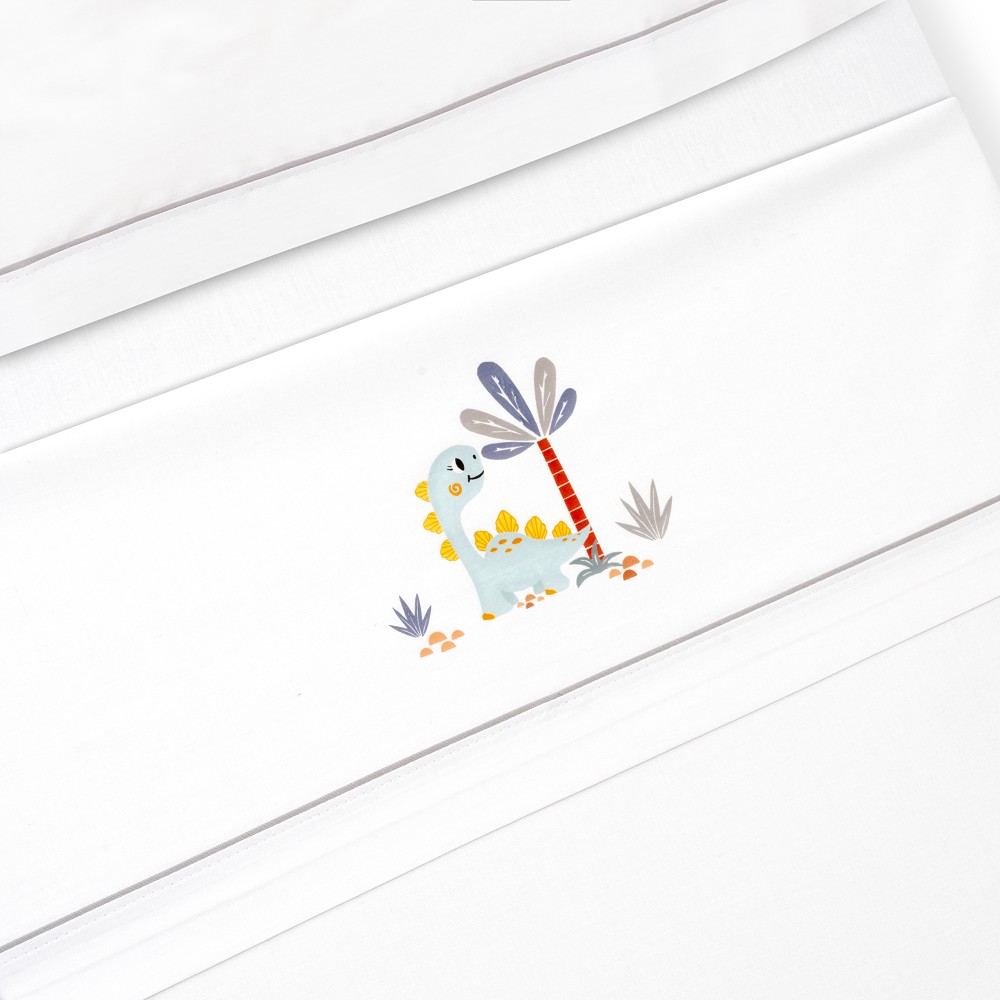 TRIPTICO CUNA ESTAMPADO DINOSAURIO PALMERA + CHUPETERO BLANCO-GRIS INTERBABY