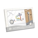 TRIPTICO CUNA ESTAMPADO DINOSAURIO PALMERA + CHUPETERO BLANCO-GRIS INTERBABY