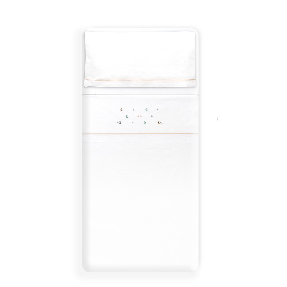 TRIPTICO CUNA ESTRELLA LUNA MULTICOLOR + CHUPETERO BLANCO-ROSA INTERBABY