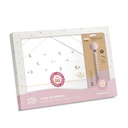 TRIPTICO CUNA ESTRELLA LUNA MULTICOLOR + CHUPETERO BLANCO-ROSA INTERBABY