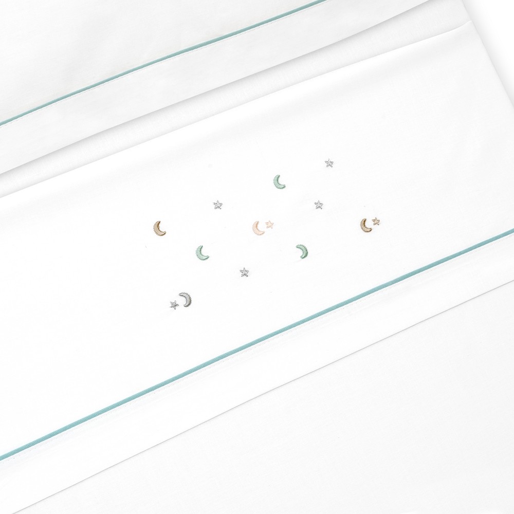TRIPTICO CUNA ESTRELLA LUNA MULTICOLOR + CHUPETERO BLANCO-VERDE INTERBABY
