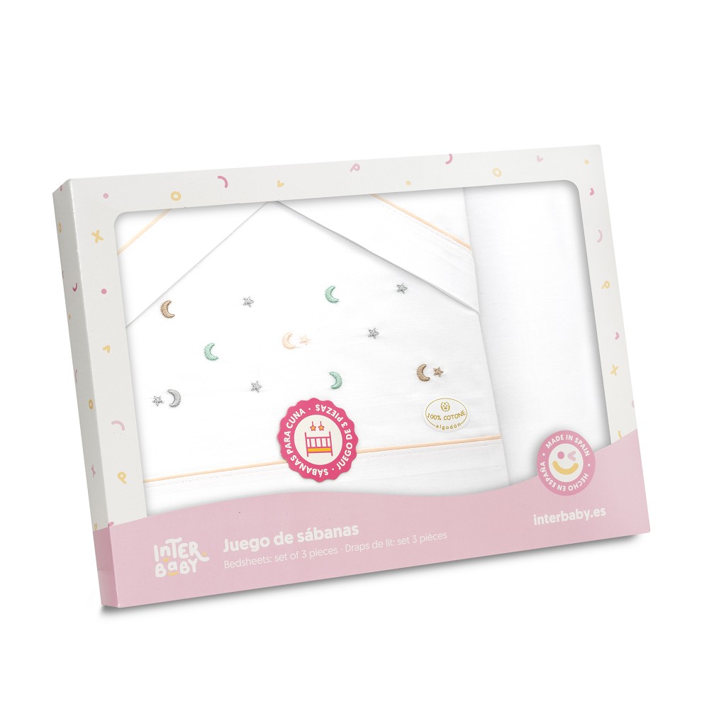 TRIPTICO MINICUNA ESTRELLA LUNA MULTICOLOR BLANCO-ROSA INTERBABY