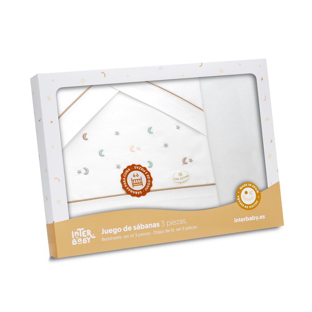 TRIPTICO MINICUNA ESTRELLA LUNA MULTICOLOR BLANCO-BEIGE INTERBABY