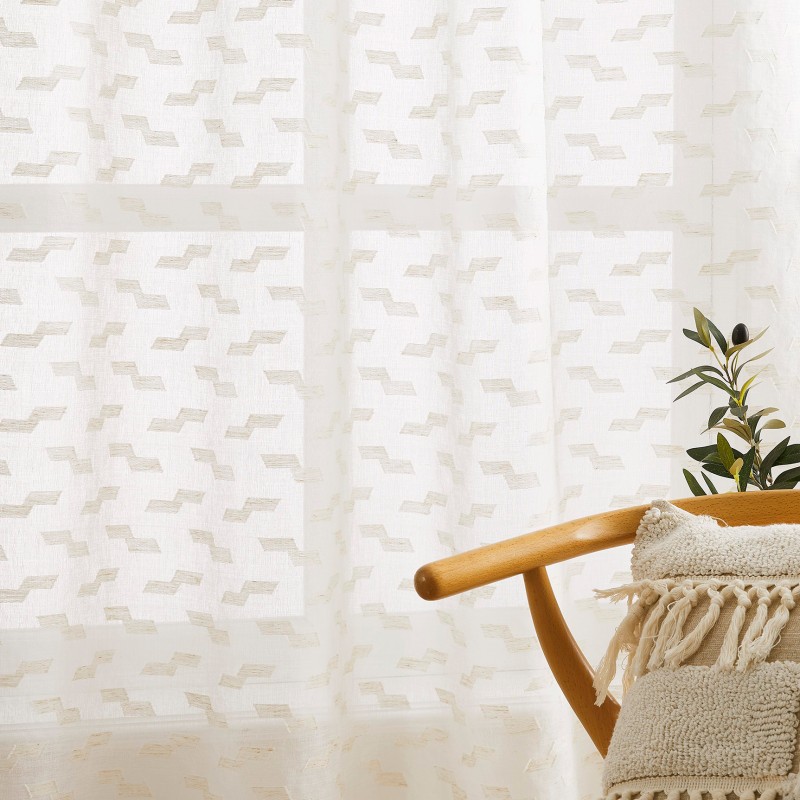 VISILLO JACQUARD TRAMAS CON OLLAOS VD-5374 CRUDO 140X265 CAMALTEX