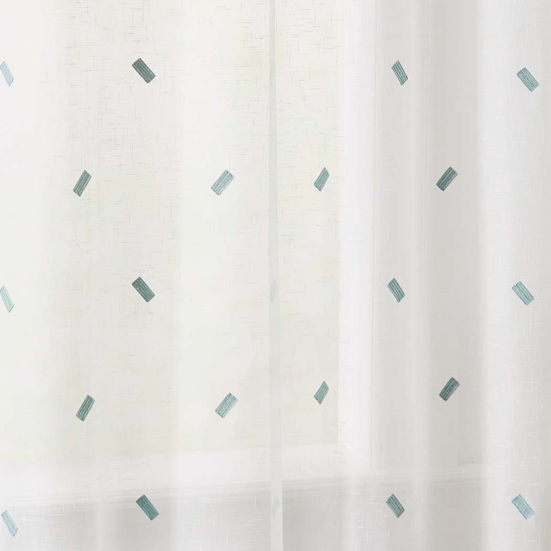 VISILLO RÚSTICO BORDADO TIRAS CON OLLAOS VCL-005 TURQUESA 140X265 CAMALTEX