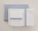 JUEGO SÁBANAS 100% ALGODÓN PERCAL PEINADO 200 HILOS BLANCO-AZUL VIDAL HOME