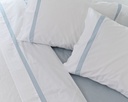 JUEGO SÁBANAS 100% ALGODÓN PERCAL PEINADO 200 HILOS BLANCO-AZUL VIDAL HOME