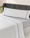 JUEGO SÁBANAS 100% ALGODÓN PERCAL PEINADO 200 HILOS BLANCO-GRIS VIDAL HOME