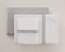 JUEGO SÁBANAS 100% ALGODÓN PERCAL PEINADO 200 HILOS BLANCO-GRIS VIDAL HOME