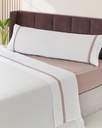 JUEGO SÁBANAS 100% ALGODÓN PERCAL PEINADO 200 HILOS BLANCO-ROSA VIDAL HOME