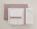 JUEGO SÁBANAS 100% ALGODÓN PERCAL PEINADO 200 HILOS BLANCO-ROSA VIDAL HOME