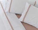 JUEGO SÁBANAS 100% ALGODÓN PERCAL PEINADO 200 HILOS BLANCO-ROSA VIDAL HOME