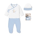 SET REGALO SONAJERO 4 PCS 100% ALG T 0-6M OSO AZUL INTERBABY