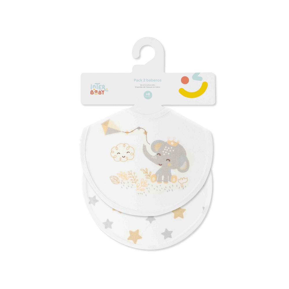 PACK 2 BABEROS CACHIRULO ESTRELLAS 20X20 BEIGE INTERBABY
