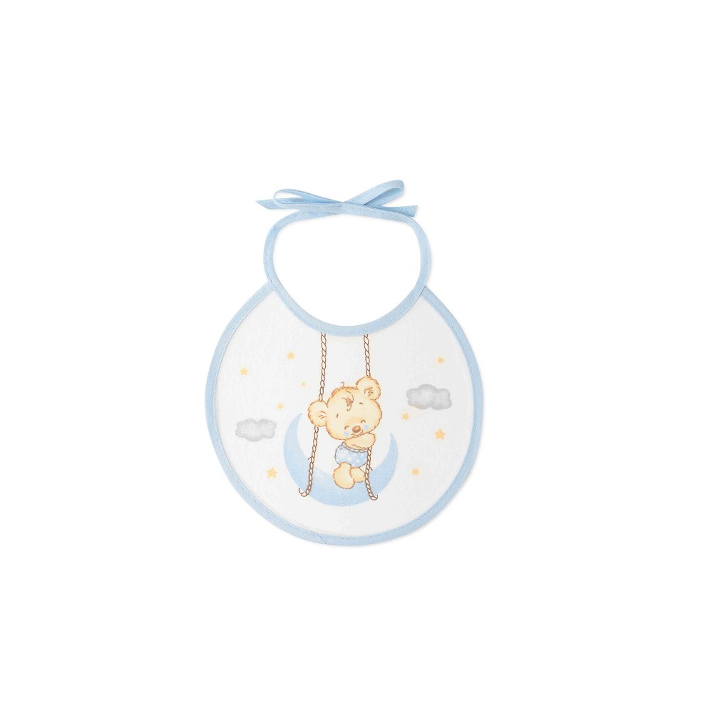 PACK 2 BABEROS OSITO LUNA ESTRELLAS 20X20 AZUL INTERBABY