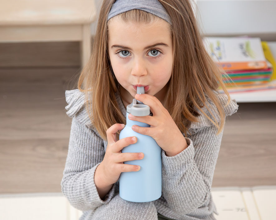 BOTELLA DE ACERO INOXIDABLE 350ML 5072 AZUL KIOKIDS