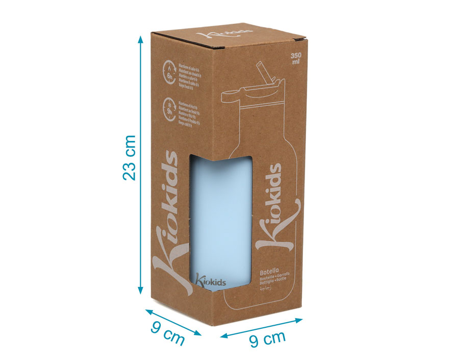 BOTELLA DE ACERO INOXIDABLE 350ML 5072 AZUL KIOKIDS