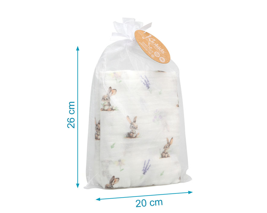 MUSELINA BAMBÚ 120X120CM CONEJITOS 5298 LAVANDA KIOKIDS