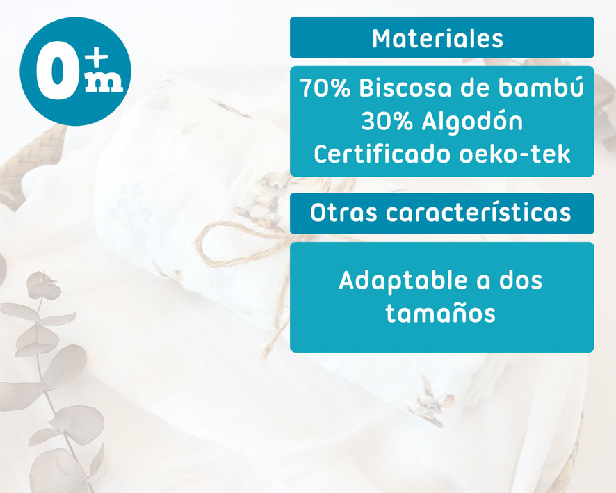 MUSELINA BAMBÚ 120X120CM CONEJITOS 5298 LAVANDA KIOKIDS