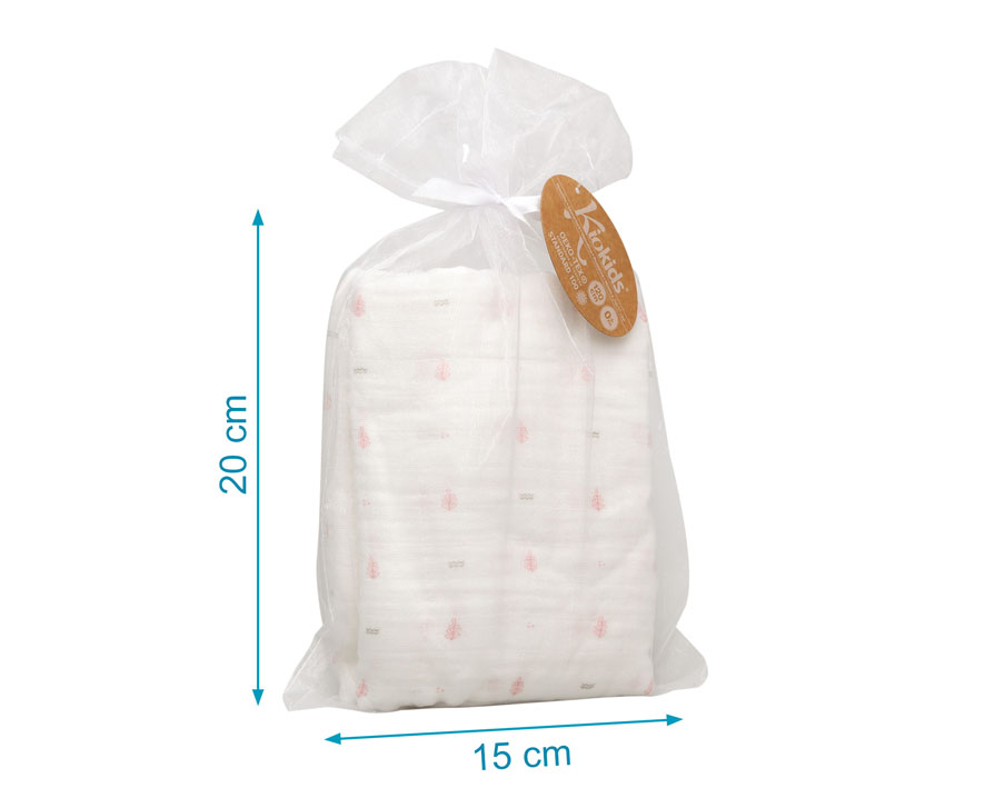 MUSELINA BAMBÚ 120X120CM ESTAMPADO 5302 ROSA KIOKIDS