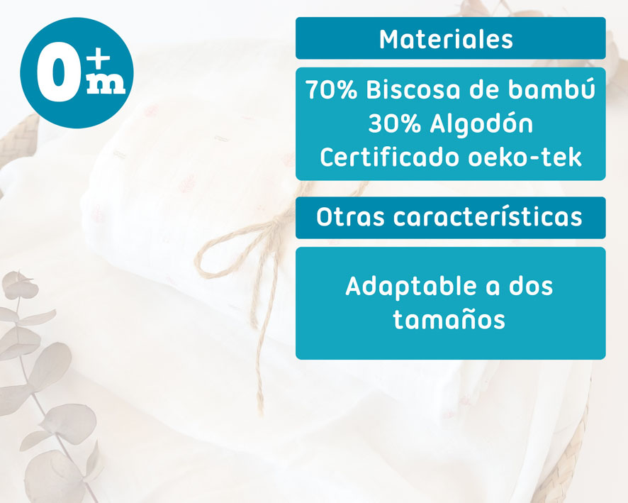 MUSELINA BAMBÚ 120X120CM ESTAMPADO 5302 ROSA KIOKIDS