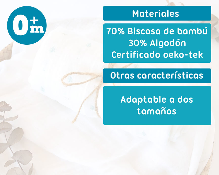 MUSELINA BAMBÚ 120X120CM ESTAMPADO 5303 SALVIA KIOKIDS