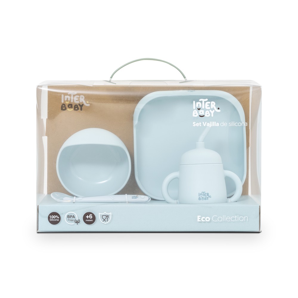 SET VAJILLA 4 PCS DE SILICONA MOCKUP AZUL INTERBABY