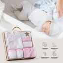 SET REGALO 5 PCS 100% ALG. T 0-6M TOPOS BAMBOO ROSA INTERBABY