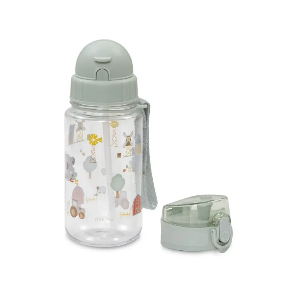 set-fiambrera-botella-agua-2-tapones-modelo-granja-koala-verde-interbaby-4.webp