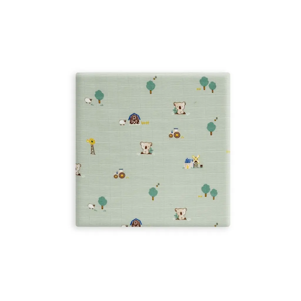 gasas-bebe-granja-koala-estampado-verde-80-x-80-interbaby-al-por-mayor.webp