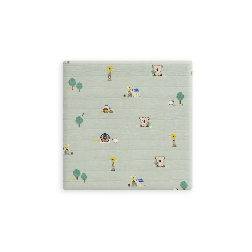 muselina-bebe-granja-koala-verde-120-x-120-desplegada-interbaby.webp
