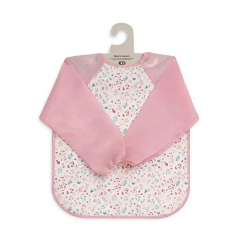babero-con-mangas-estampado-modelo-flores-petalos-rosa-presentacion-interbaby-al-por-mayor.webp