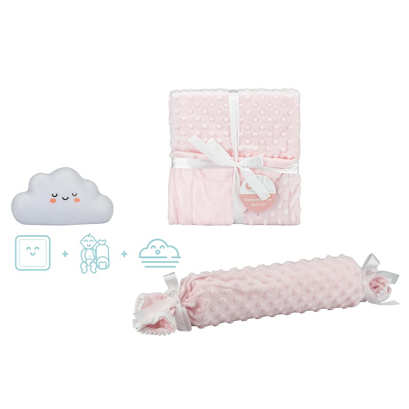 SET MANTA +ANTIVUELCO+LAMPARITA SET28 ROSA INTERBABY