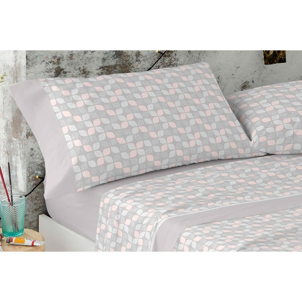JUEGO DE SABANAS TELA 518 GRIS BURRITO BLANCO
