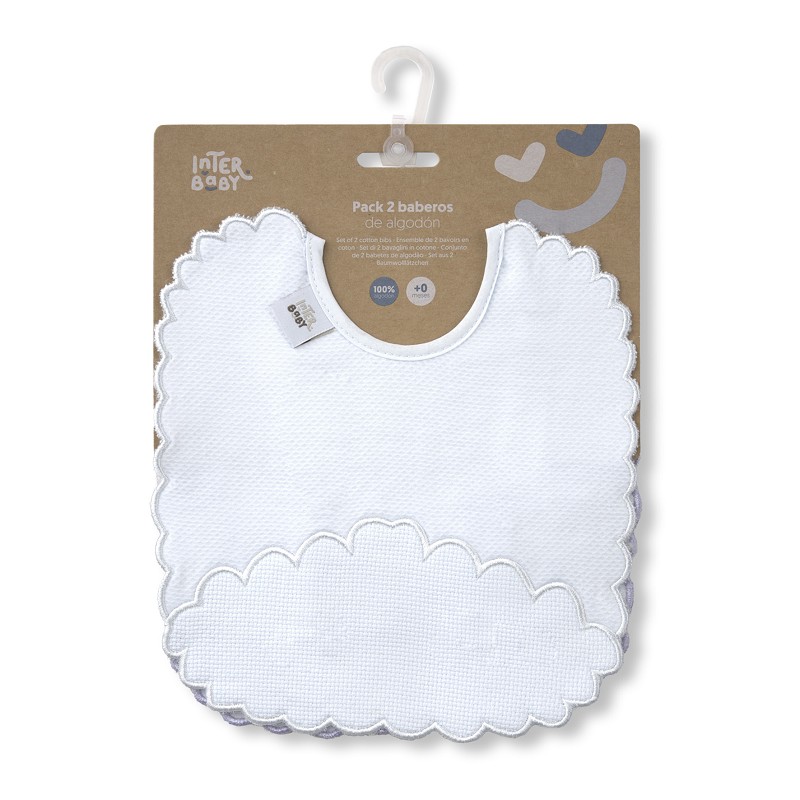 PACK 2 BABEROS R3 C-18 BLANCO-GRIS INTERBABY