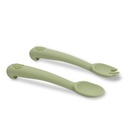 CUCHARA Y TENEDOR SILICONA SI009-74 VERDE OLIVA INTERBABY