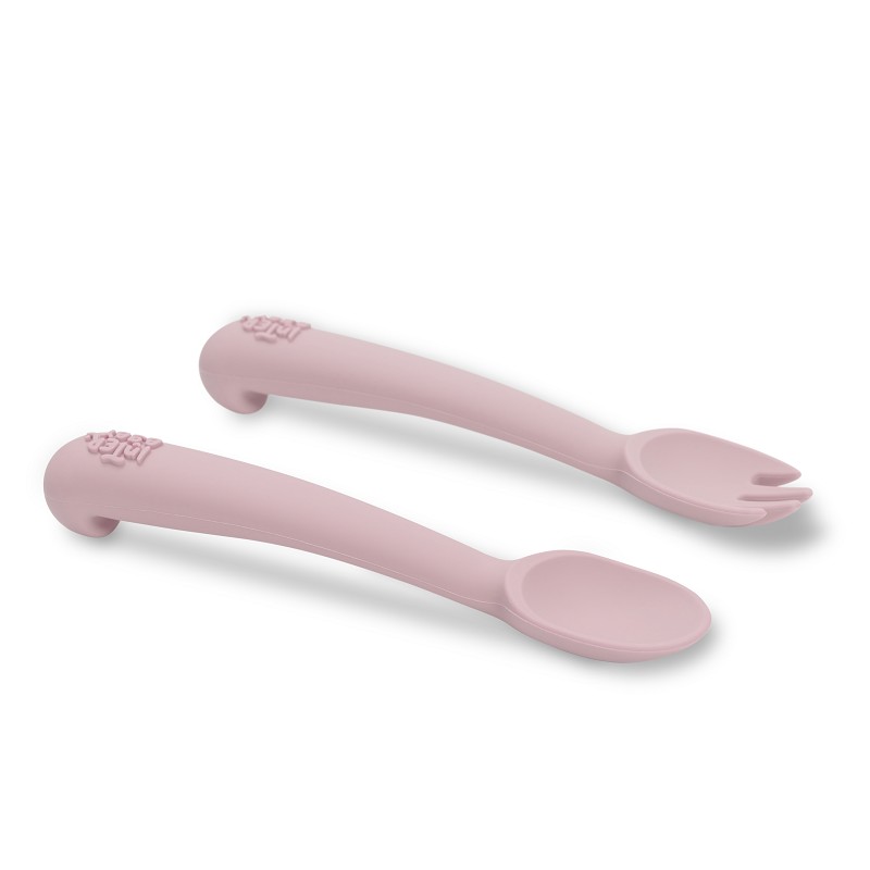 CUCHARA Y TENEDOR SILICONA SI009-66 ROSA MAQUILLAJE INTERBABY