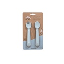 CUCHARA Y TENEDOR SILICONA SI009-73 AZUL GRISACEO INTERBABY