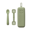 SET PORTACUBIERTOS+CUCHARA+SUJETA BABEROS SILICONA SI012-74 VERDE OLIVA INTERBABY