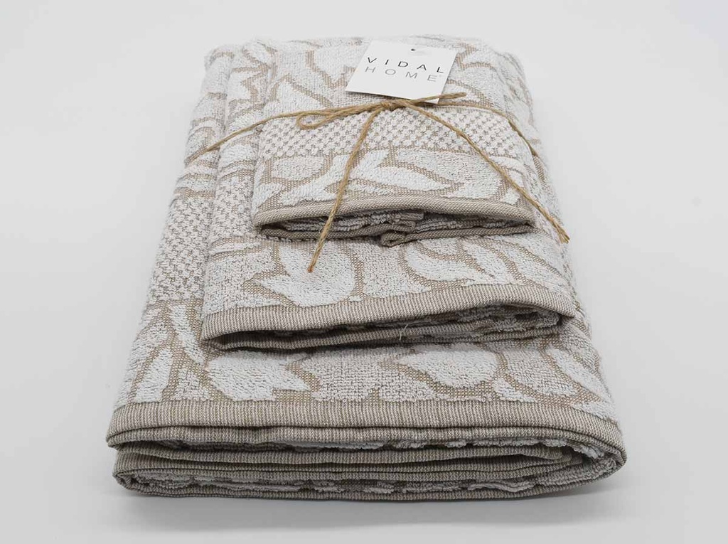 JUEGO DE TOALLAS 3PZ TULIPA BEIGE VIDAL HOME