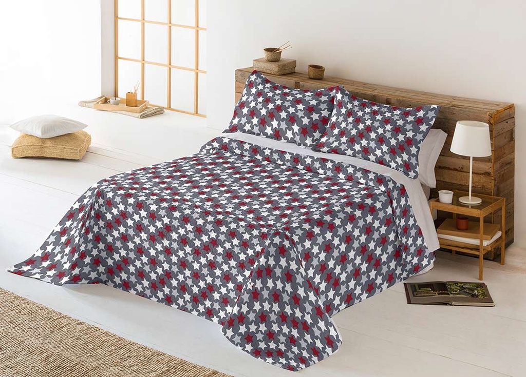 COLCHA BOUTI ESTRELLITAS GRIS MIRACLE HOME