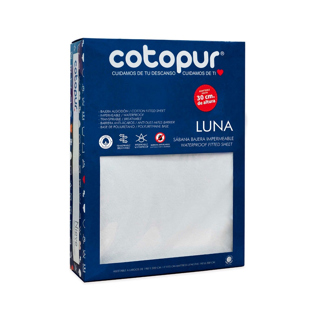 Funda colchón algodón 100% impermeable 150x190-200 cm LUNA