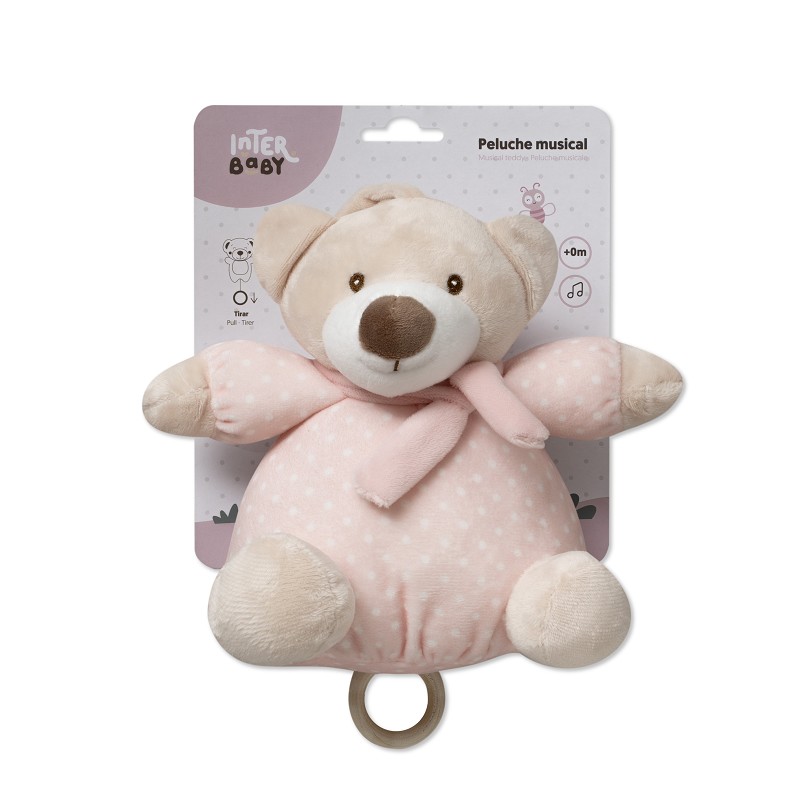 PELUCHE MUSICAL OSITO ROSA INTERBABY