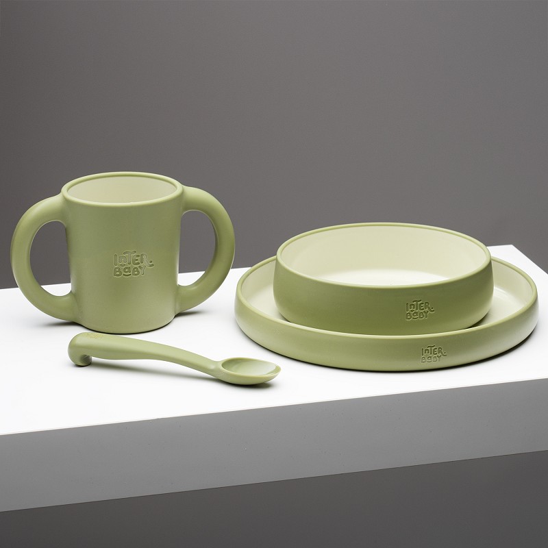 VAJILLA APRENDIZAJE SET42-74 VERDE OLIVA INTERBABY