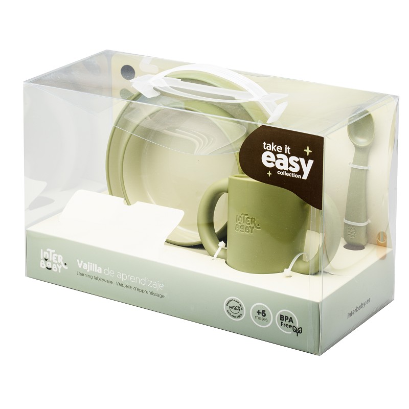 VAJILLA APRENDIZAJE SET42-74 VERDE OLIVA INTERBABY